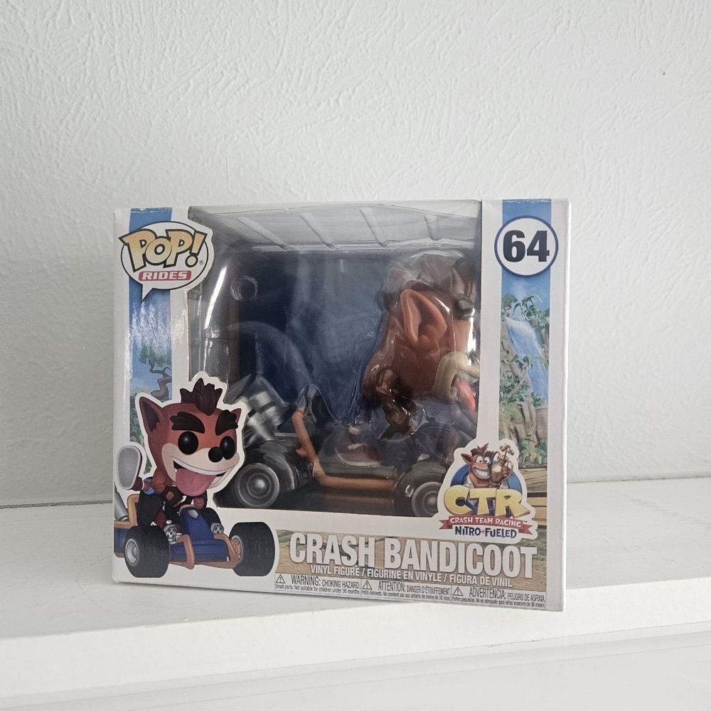 New In Box- Funko Pop! Rides- CTR Crash Bandicoot Figure With Go Kart - Picture 2 of 7